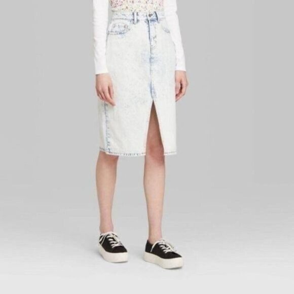 NEW Wild Fable Acid Wash Denim Skirt - Picture 3 of 7